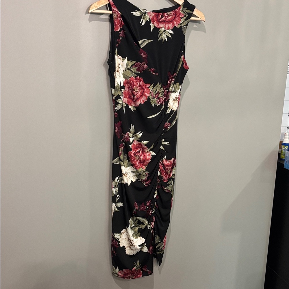 Le Chateau Red and Green Floral Dress